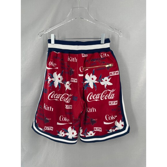 Kith x Mitchell & Ness XS Shorts Coca Cola Print Red Navy Unisex RARE NWT - Picture 3 of 11